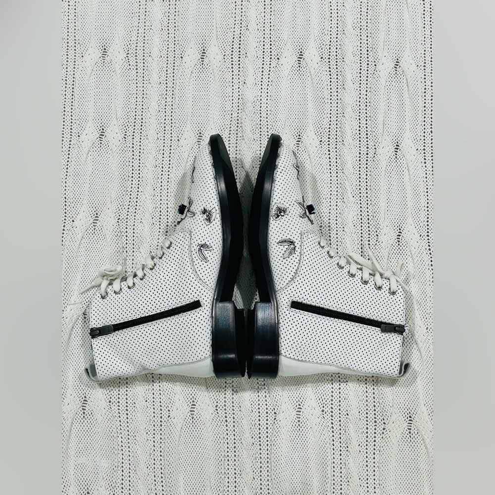 MAGZA White Genuine Leather Ankle Boots – Floral Appliqué & Perforated Design - Picture 15 of 15